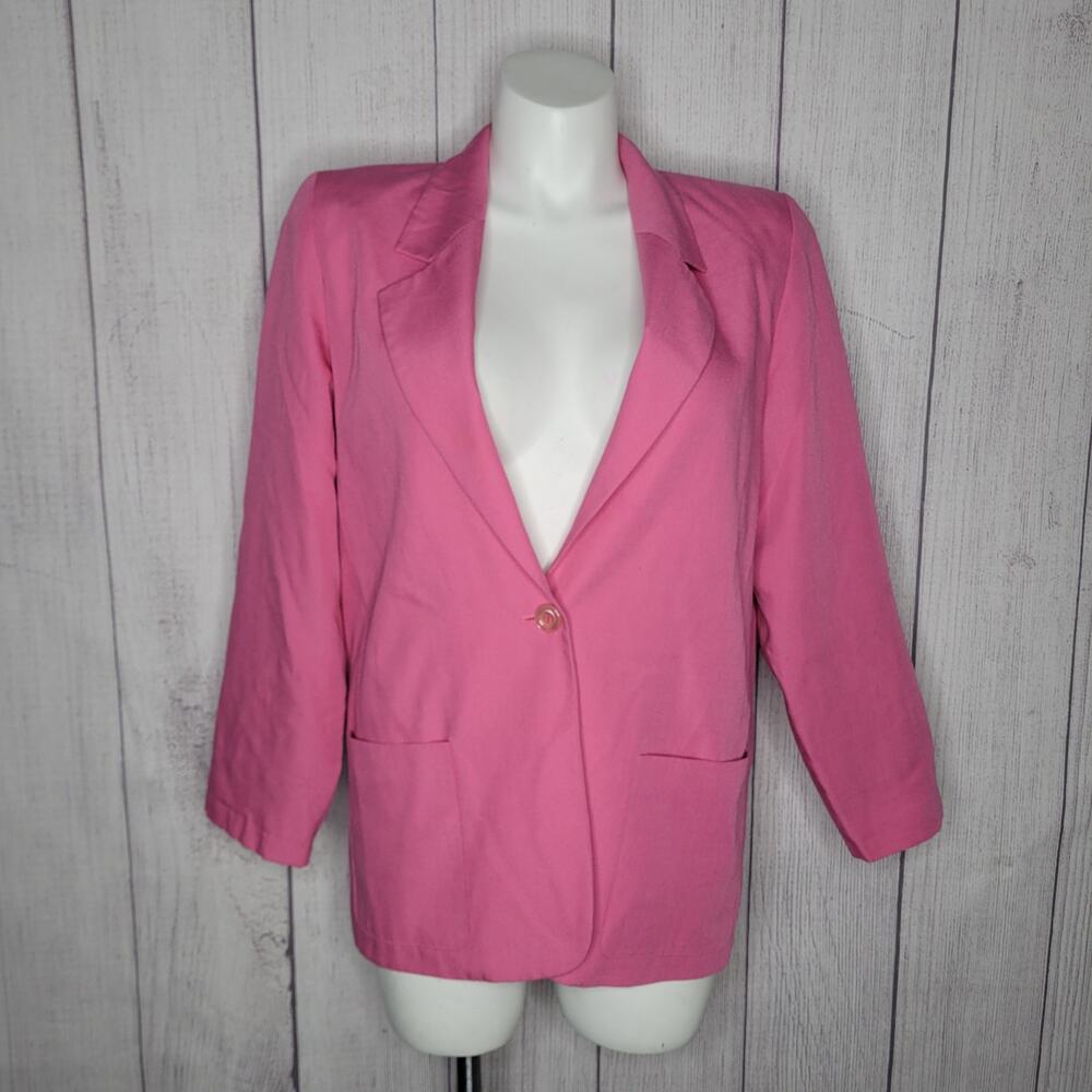 Vintage 80s 90s Pendleton Pink Lightweight Collared Blazer Jacket Womens Size L